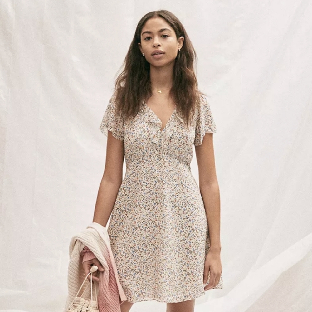 Madewell Ruffle-Neck Mini Dress - NWT